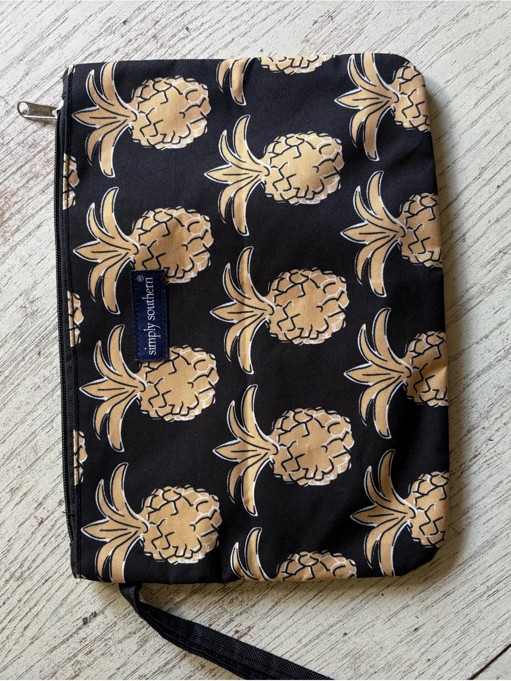 Simply Southern Black Wristlet with Tan Pineapple Print